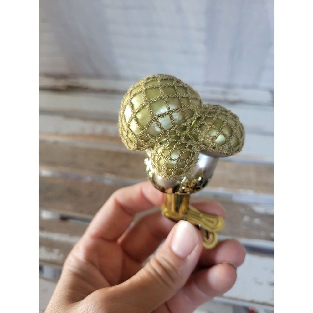 Green Glass mushroom clip-on‎ ornament Xmas unique tree